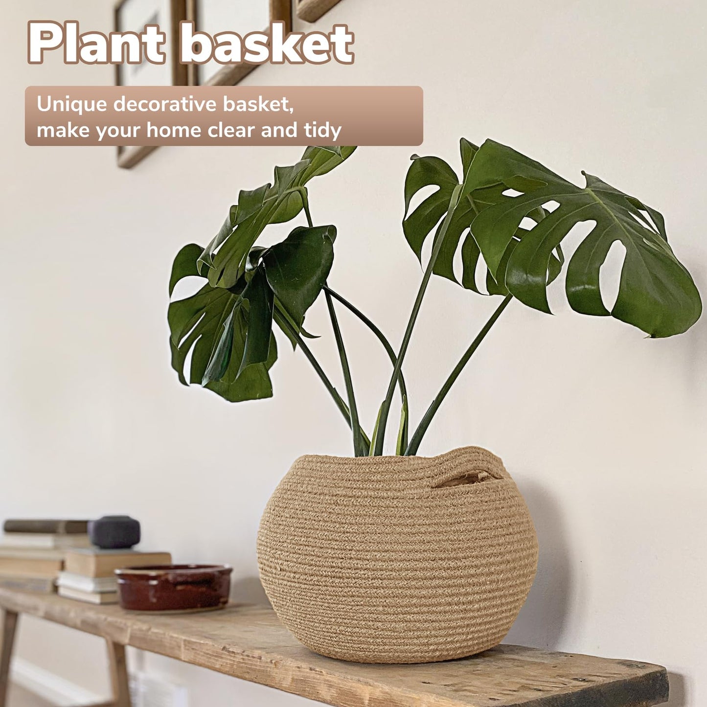 Goodpick Small Round Jute Woven Storage Basket β Decorative Organizer for Living Room, Bedroom & Plants